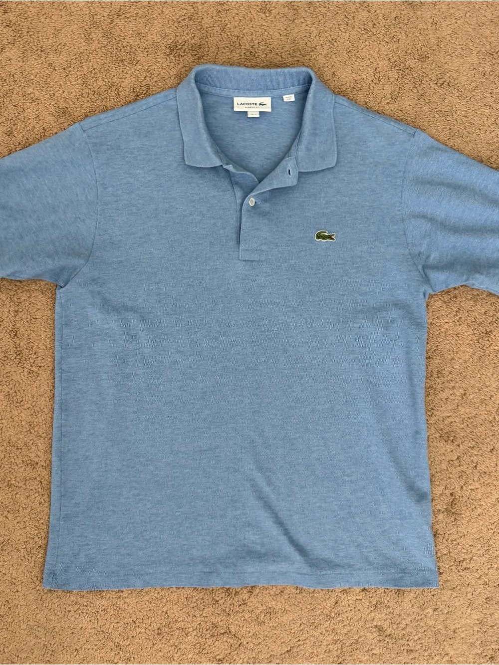 Lacoste Men’s Blue Polo Shirt 100% Cotton Size Medium Classic Fit